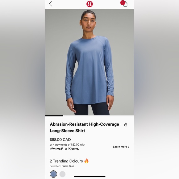 Lululemon Abrasion Resistant High Coverage Long Sleeve - Picture 3 of 6